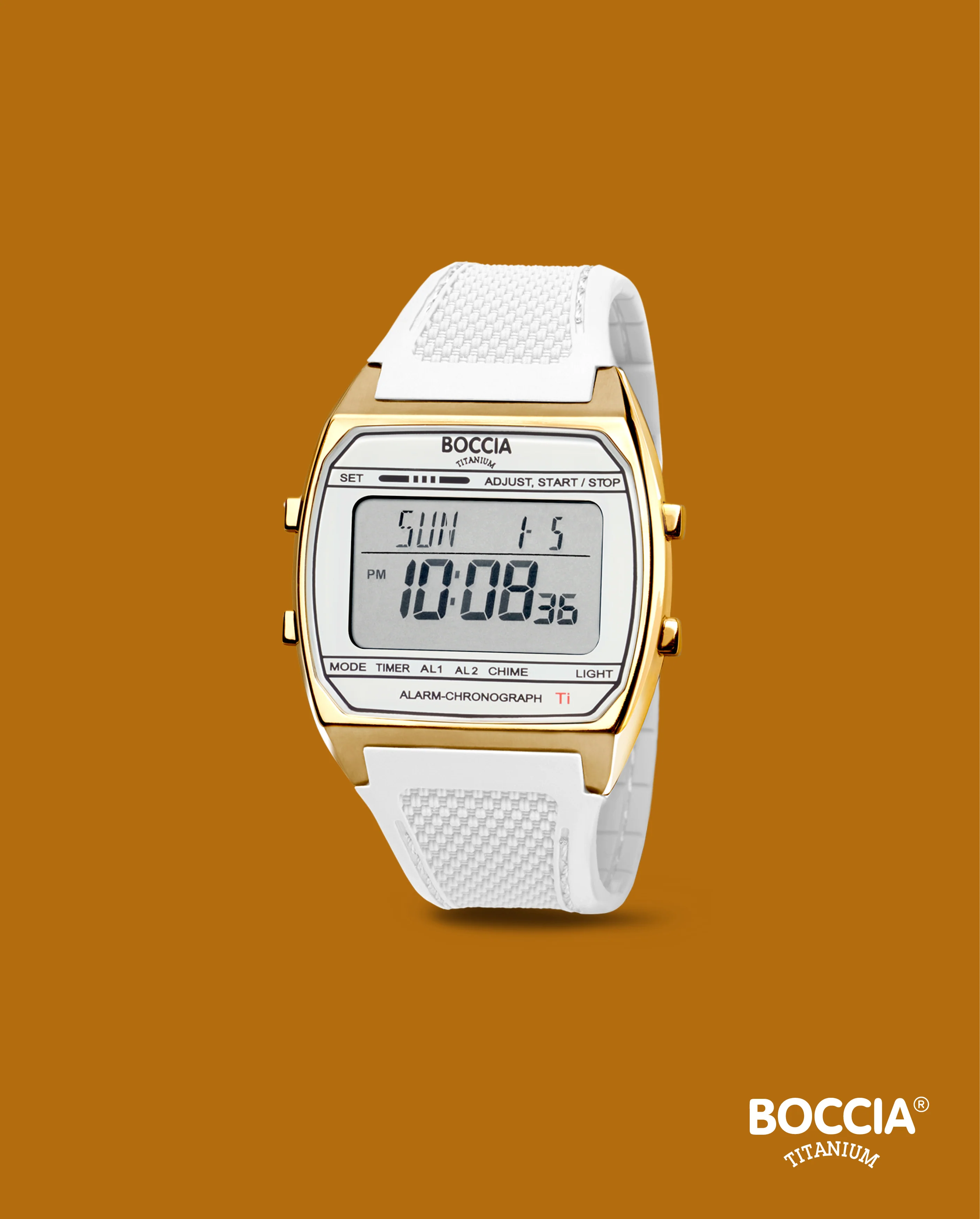 3738-04 Boccia Titanium Digital Watch, White - Image 3