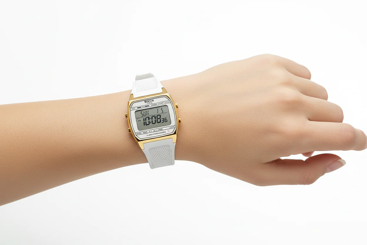 3738-04 Boccia Titanium Digital Watch, White - Image 4